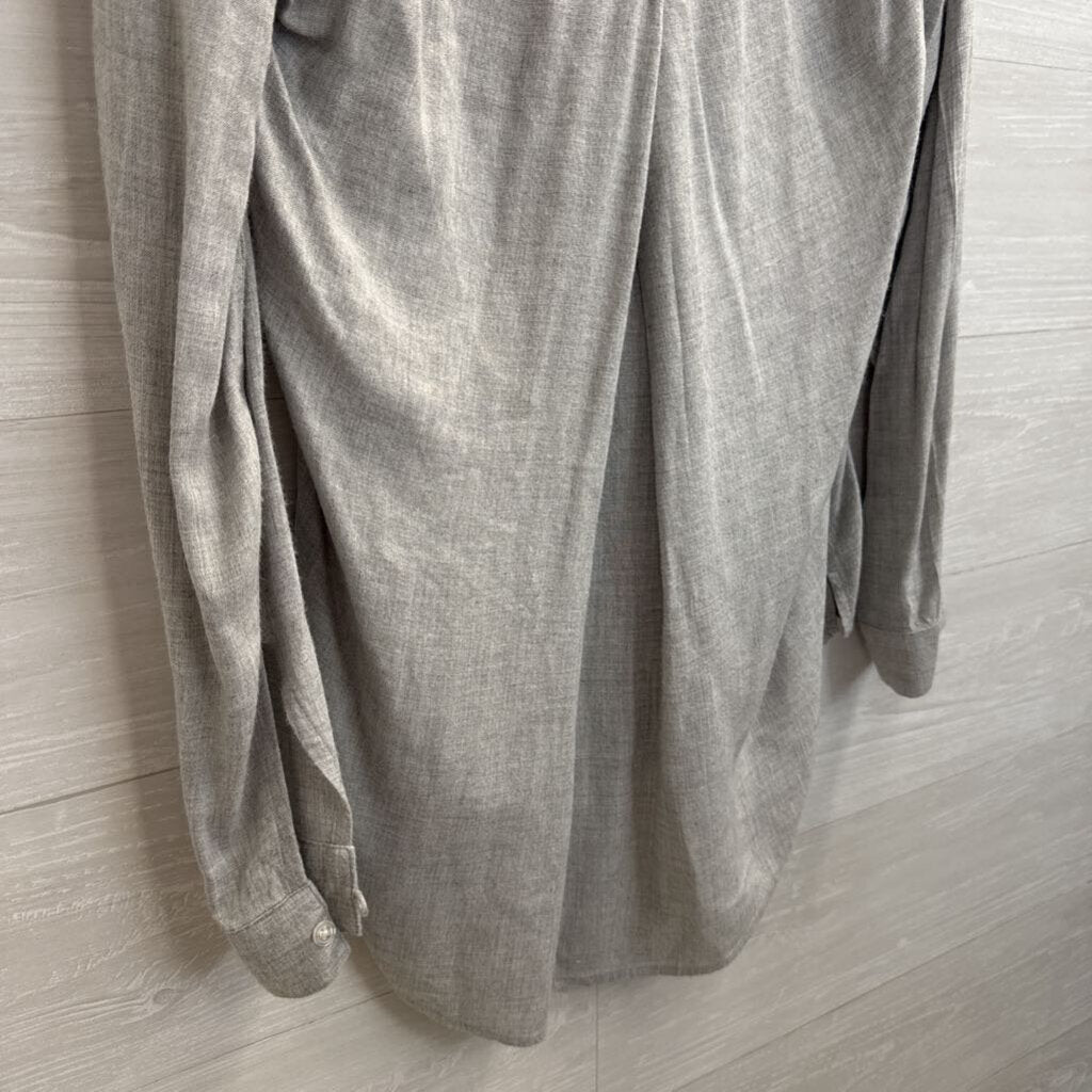 Cloth and Stone Soft Grey Long Sleeve Button Down Top Extra Small