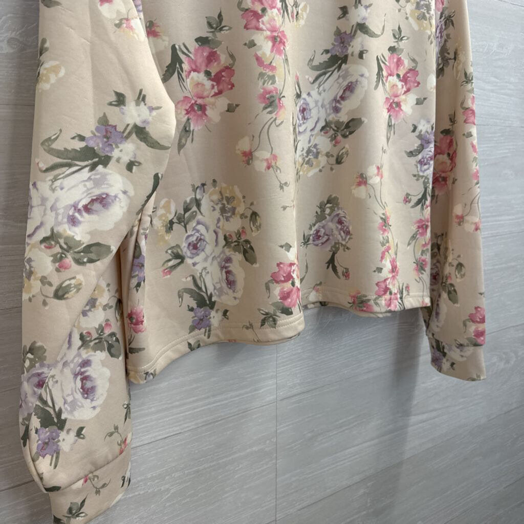 Workshop Cream/ Multi Floral Print Soft Pullover Medium