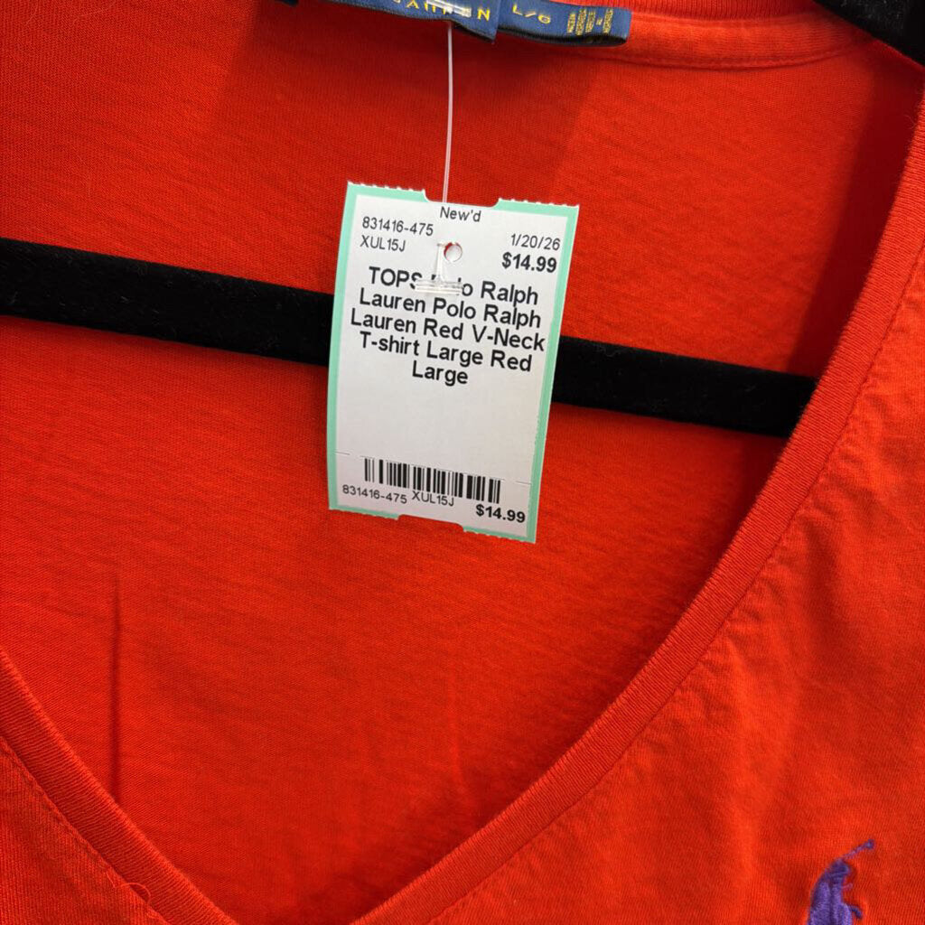 Polo Ralph Lauren Red V-Neck T-shirt Large