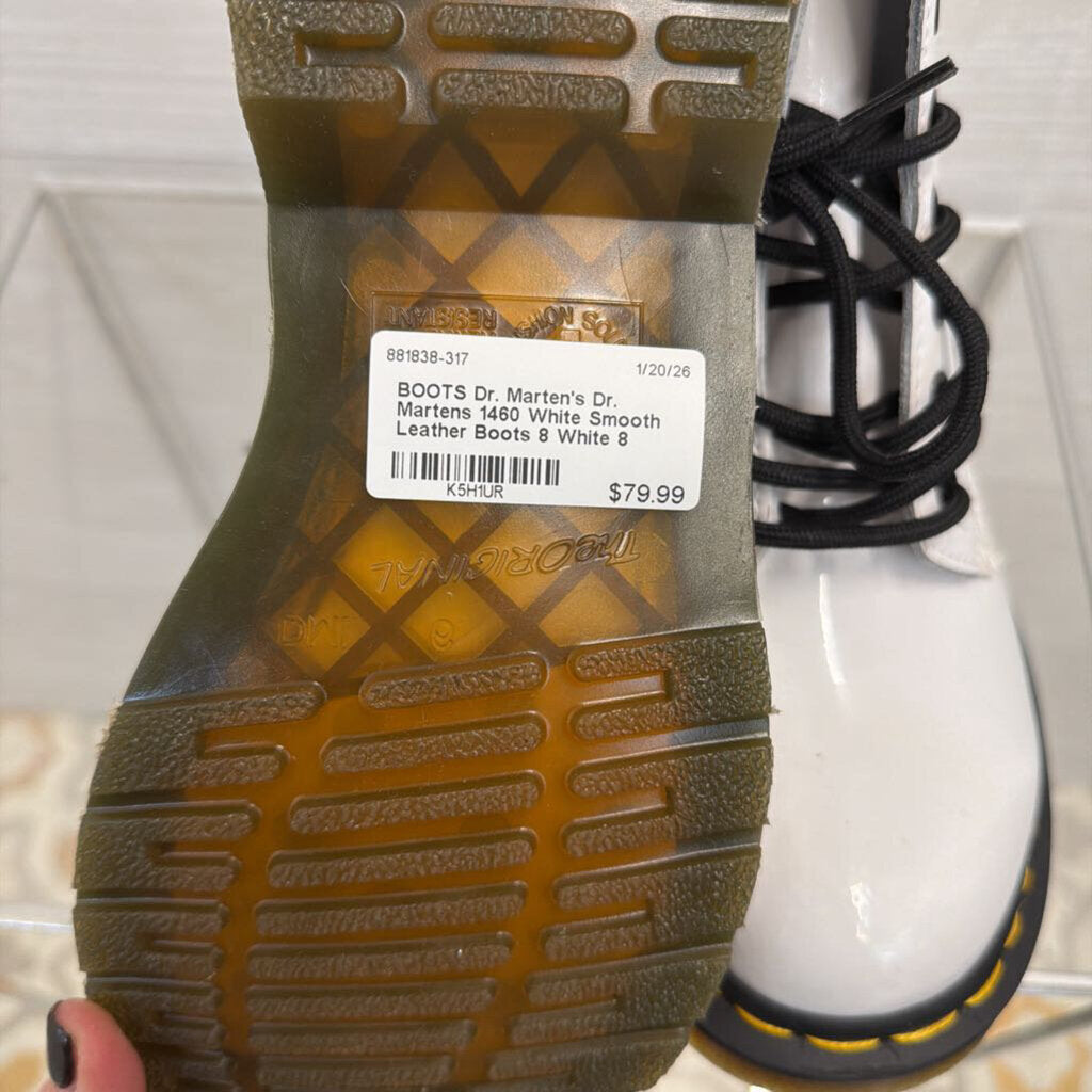 Dr. Martens 1460 White Smooth Leather Boots 8