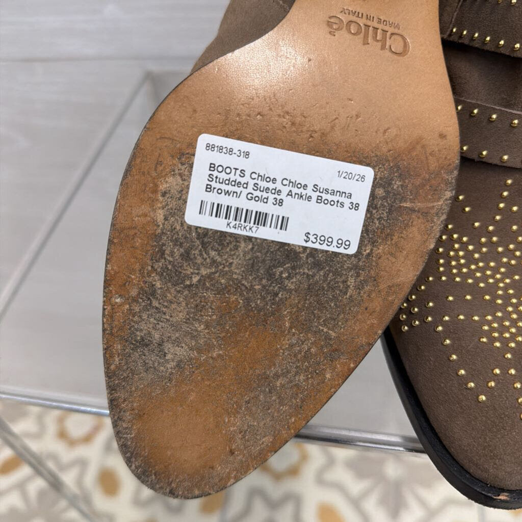 Chloe Susanna Studded Suede Ankle Boots 38