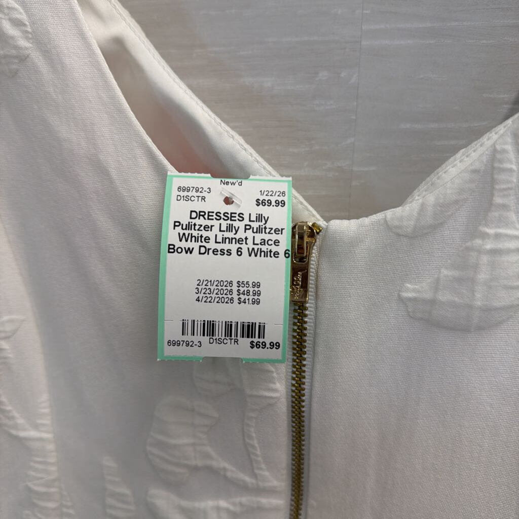 Lilly Pulitzer White Linnet Lace Bow Dress 6