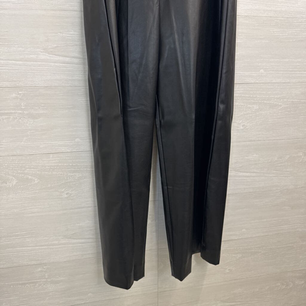 Show Po Black Faux Leather Wide Leg Pants 8