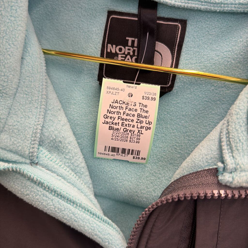 The North Face Blue/ Grey Fleece Zip Up Jacket Extra Large