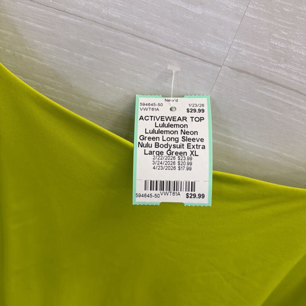Lululemon Neon Green Long Sleeve Nulu Bodysuit Extra Large