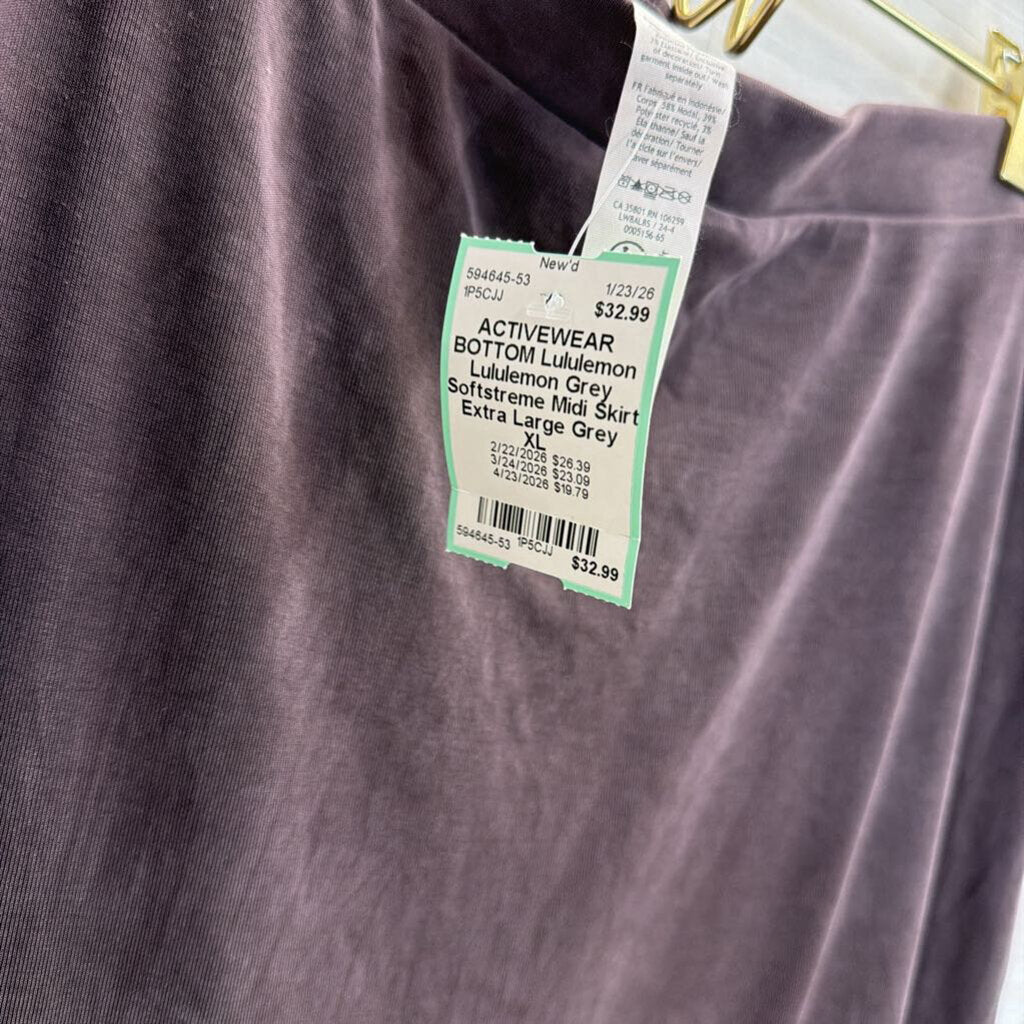 Lululemon Grey Softstreme Midi Skirt Extra Large