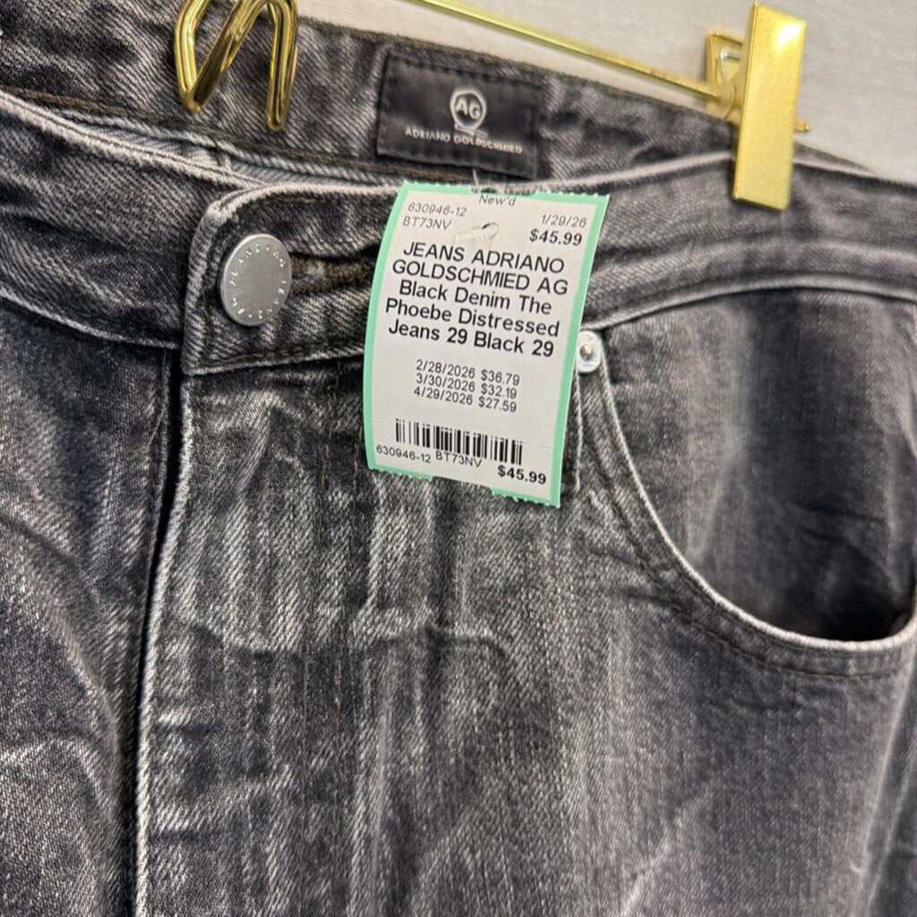 AG Black Denim The Phoebe Distressed Jeans 29