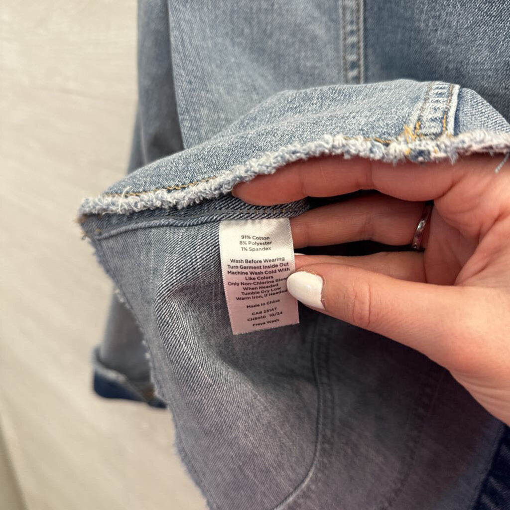 Talbots Light Wash Raw Edge Denim Jacket Small