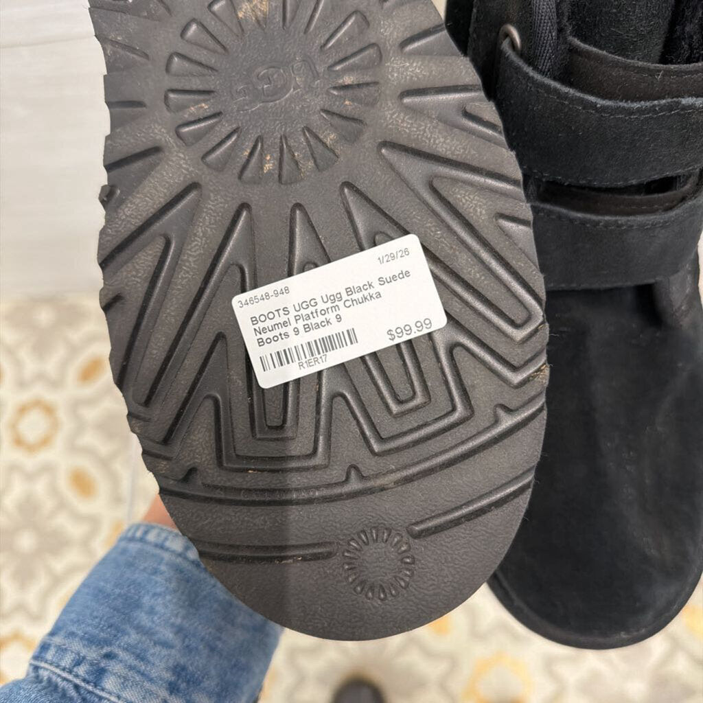 Ugg Black Suede Neumel Platform Chukka Boots 9