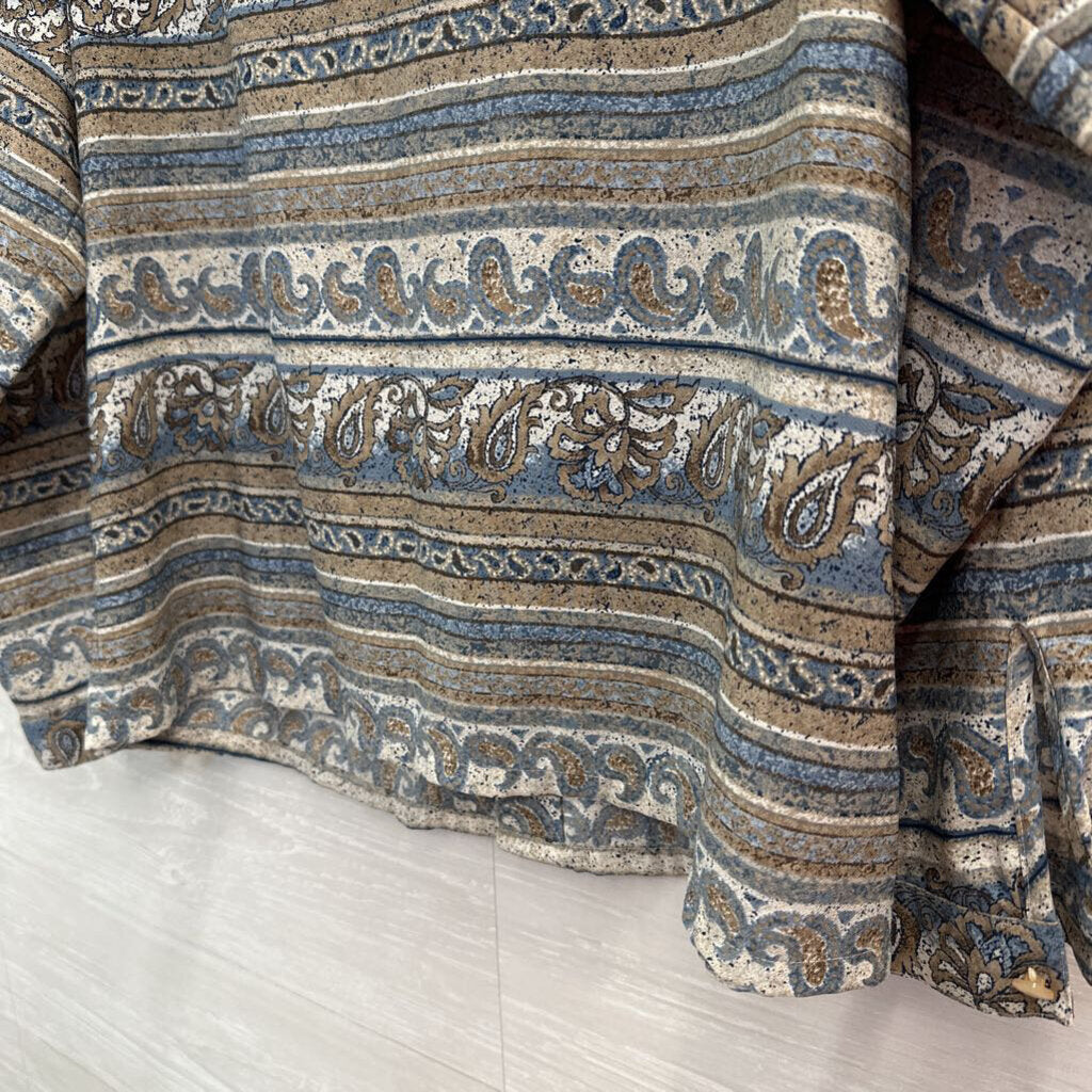 Vintage Koret Brown/ Blue Print Long Sleeve Button Down Top 14