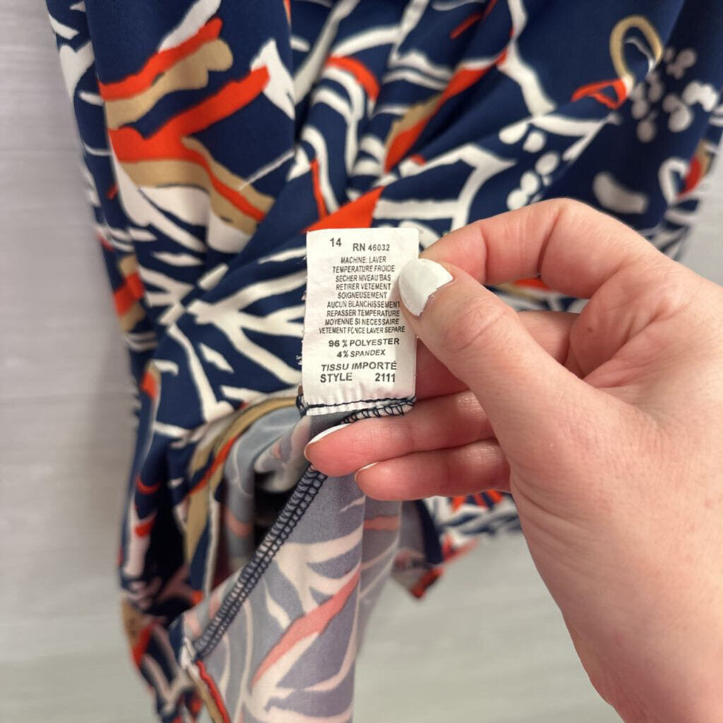 N Touch Blue/ Multi Print Midi Skirt Medium