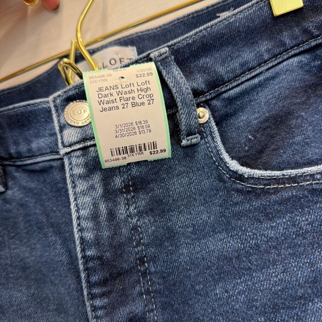 Loft Dark Wash High Waist Flare Crop Jeans 27