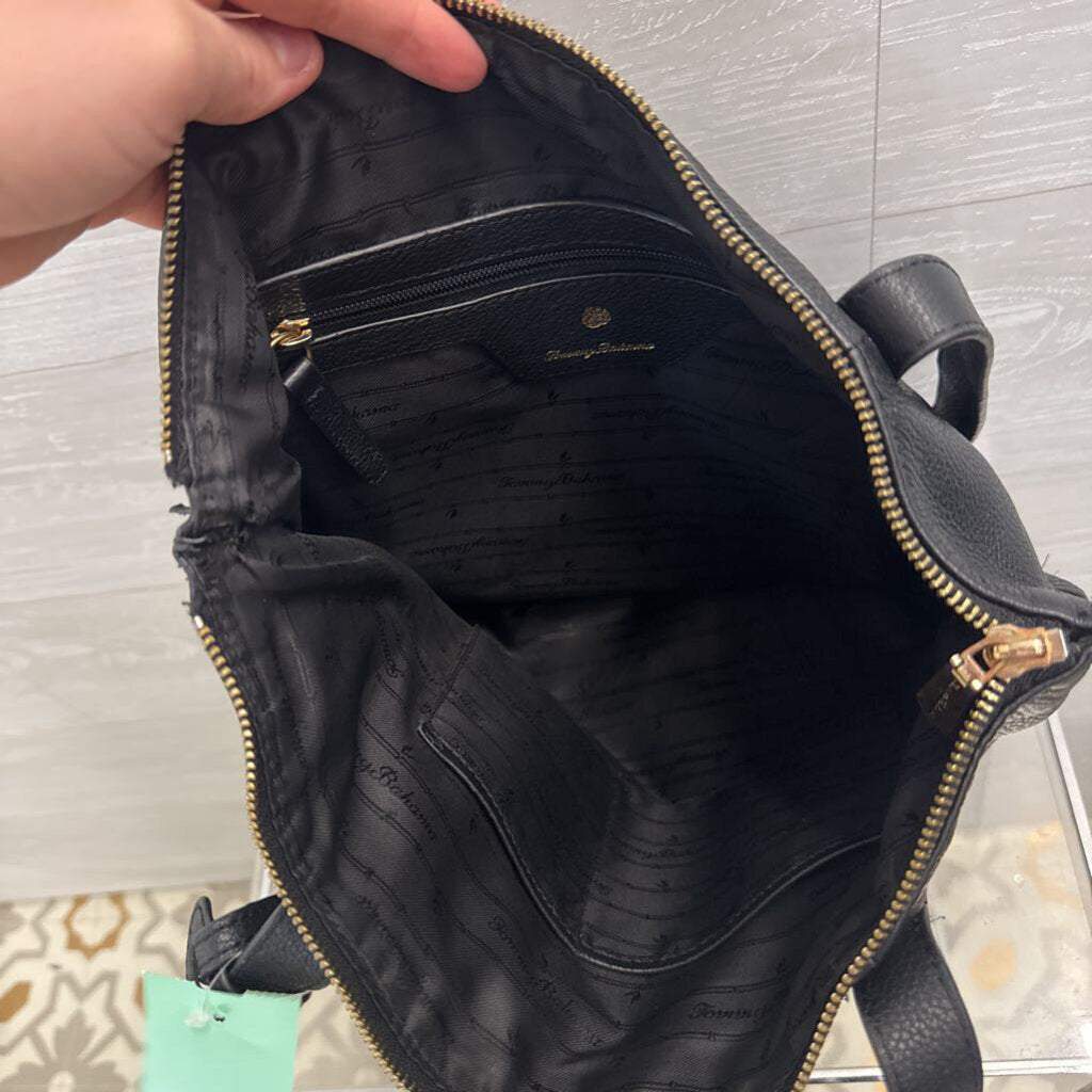 Tommy Bahama Black Leather Lido Key Shoulder Purse