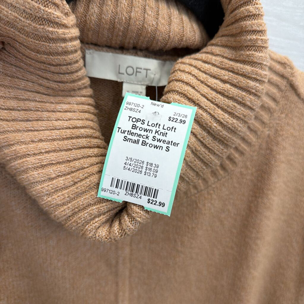 Loft Brown Knit Turtleneck Sweater Small