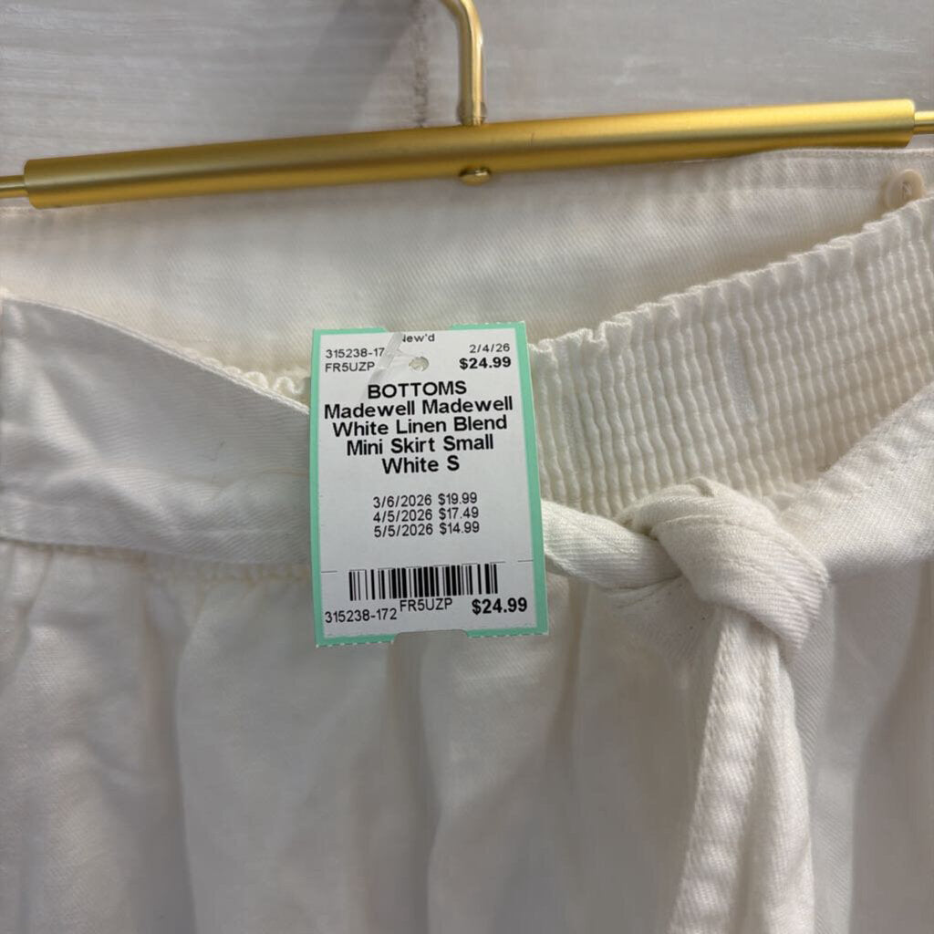 Madewell White Linen Blend Mini Skirt Small