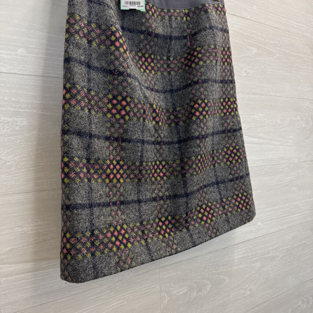 Boden Grey/ Multi Print Wool Skirt 2