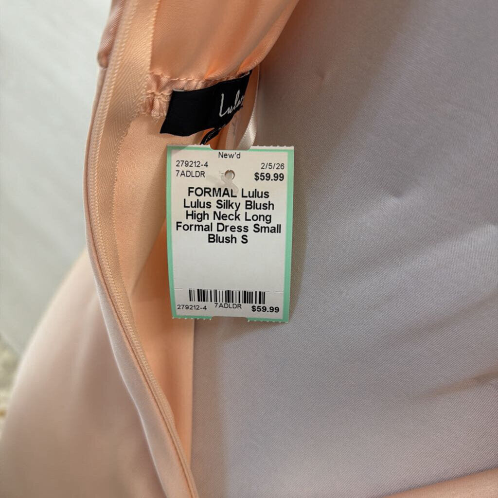 Lulus Silky Blush High Neck Long Formal Dress Small