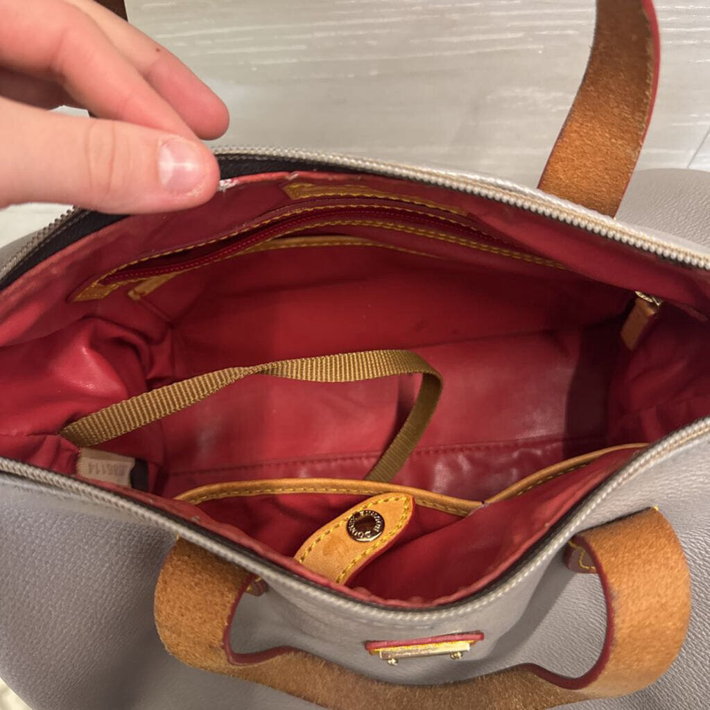 Dooney and Bourke Grey/ Brown Leather Satchel Purse