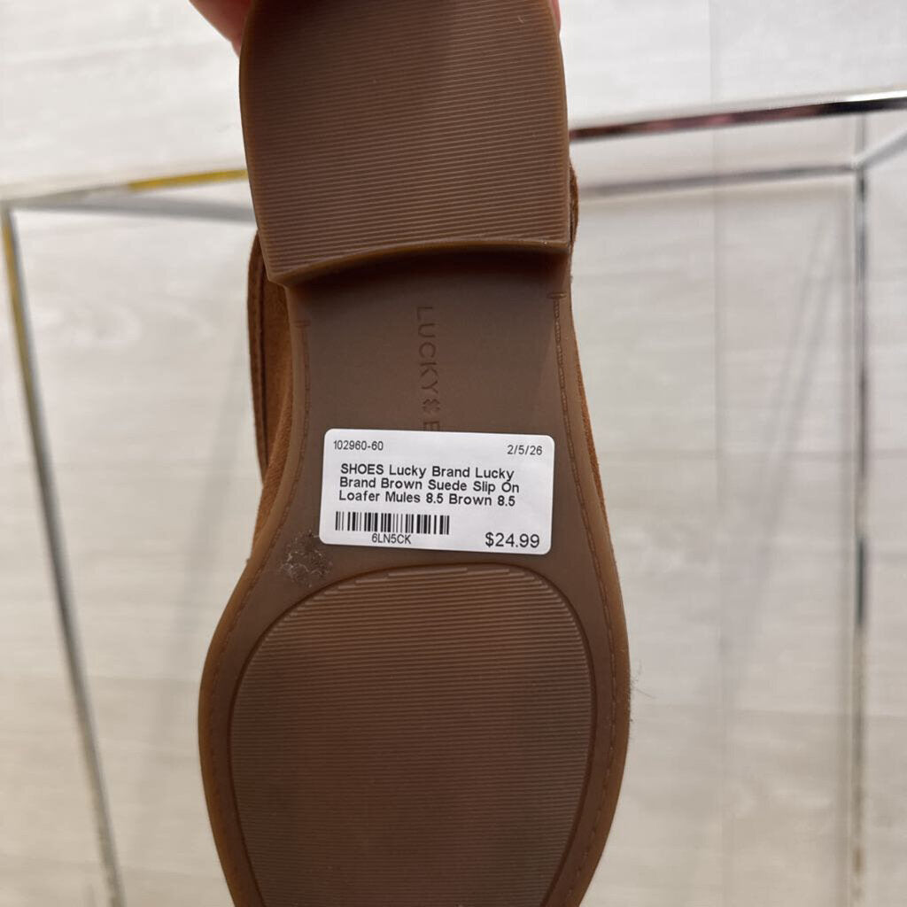 Lucky Brand Brown Suede Slip On Loafer Mules 8.5