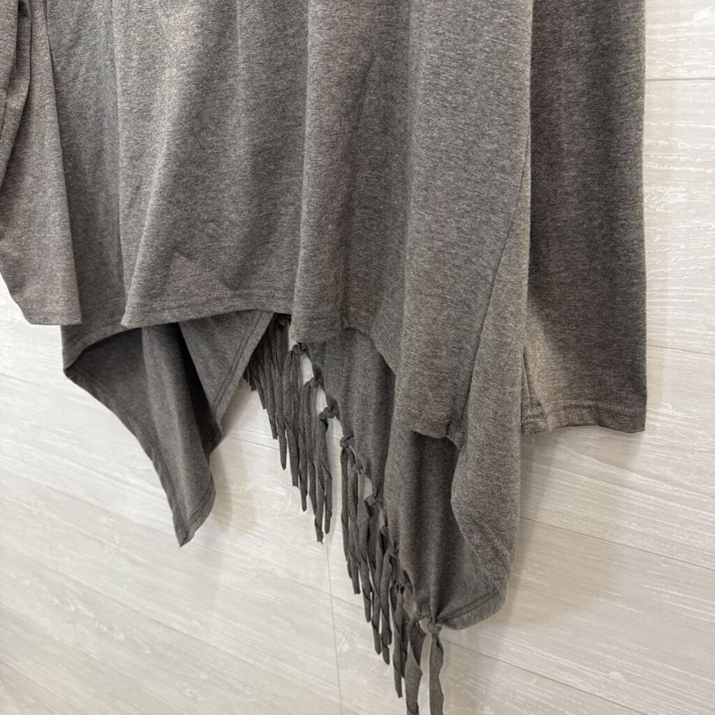 Zanzea Grey Fringe Detail Long Sleeve Top 5XL
