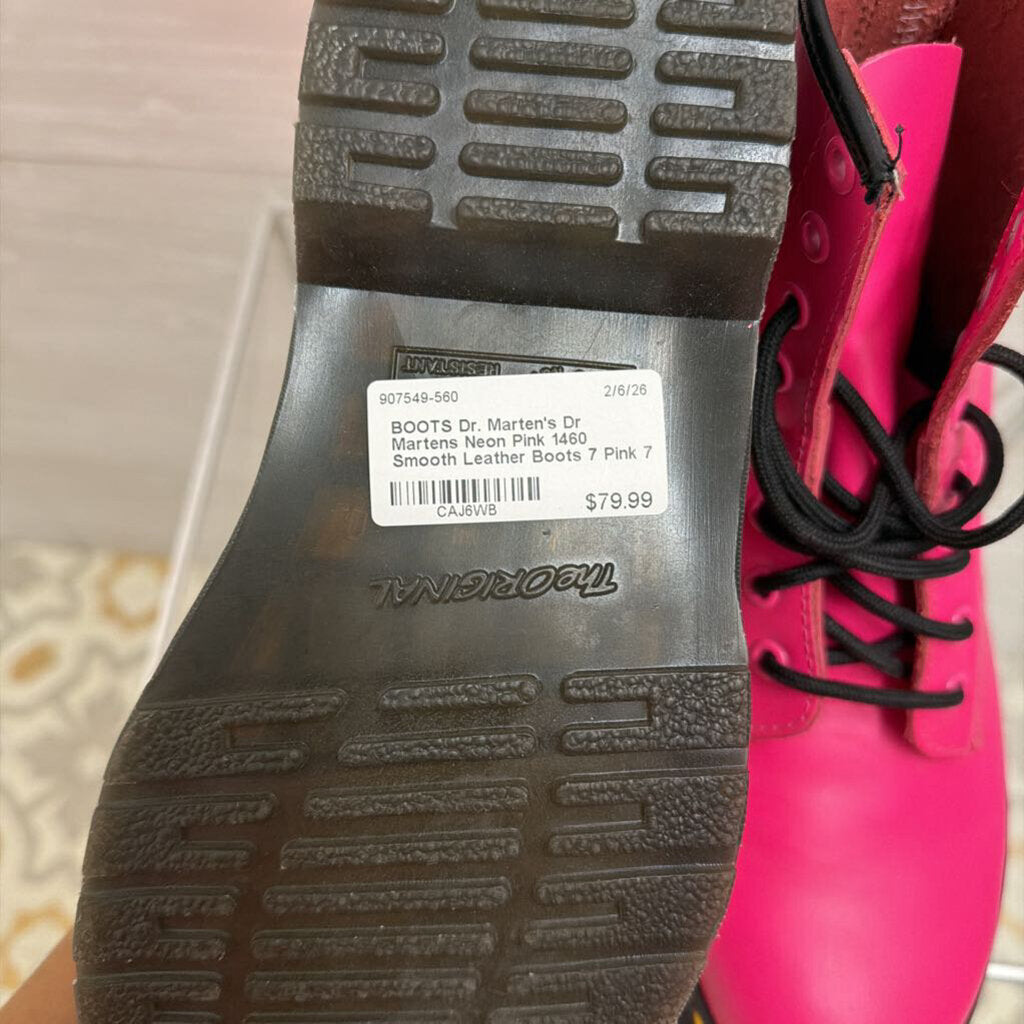 Dr Martens Neon Pink 1460 Smooth Leather Boots 7