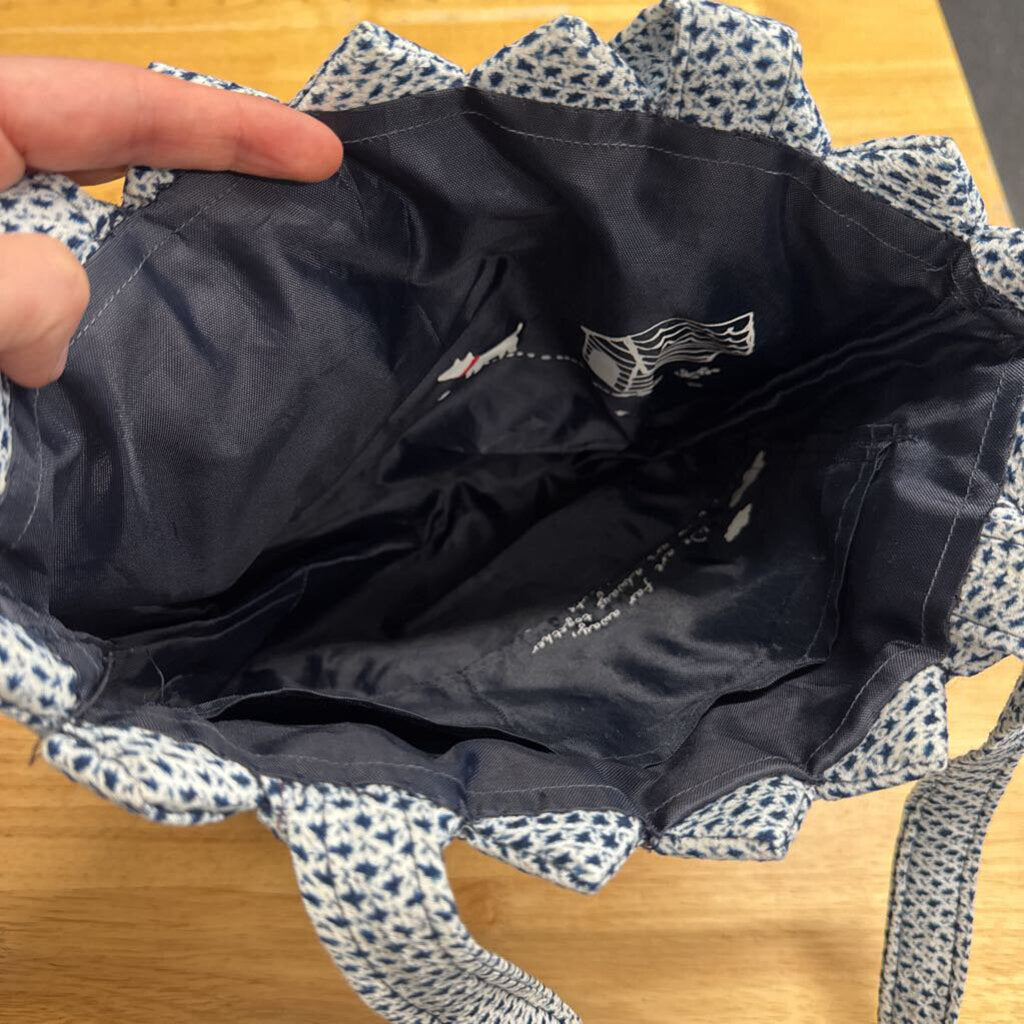 White/ Blue Print Woven Purse