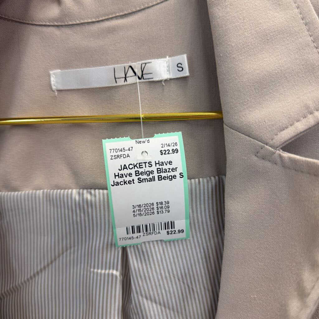 Have Beige Blazer Jacket Small