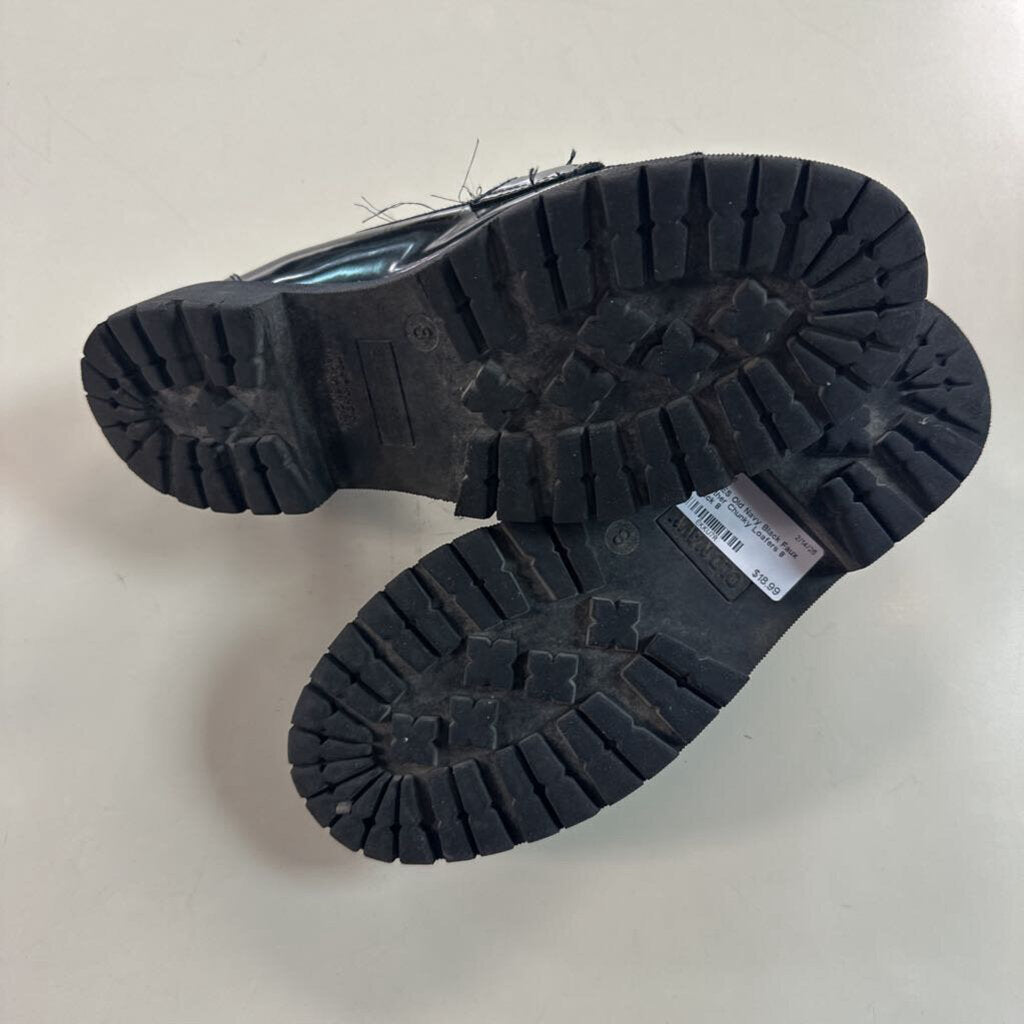 Black Faux Leather Chunky Loafers 8