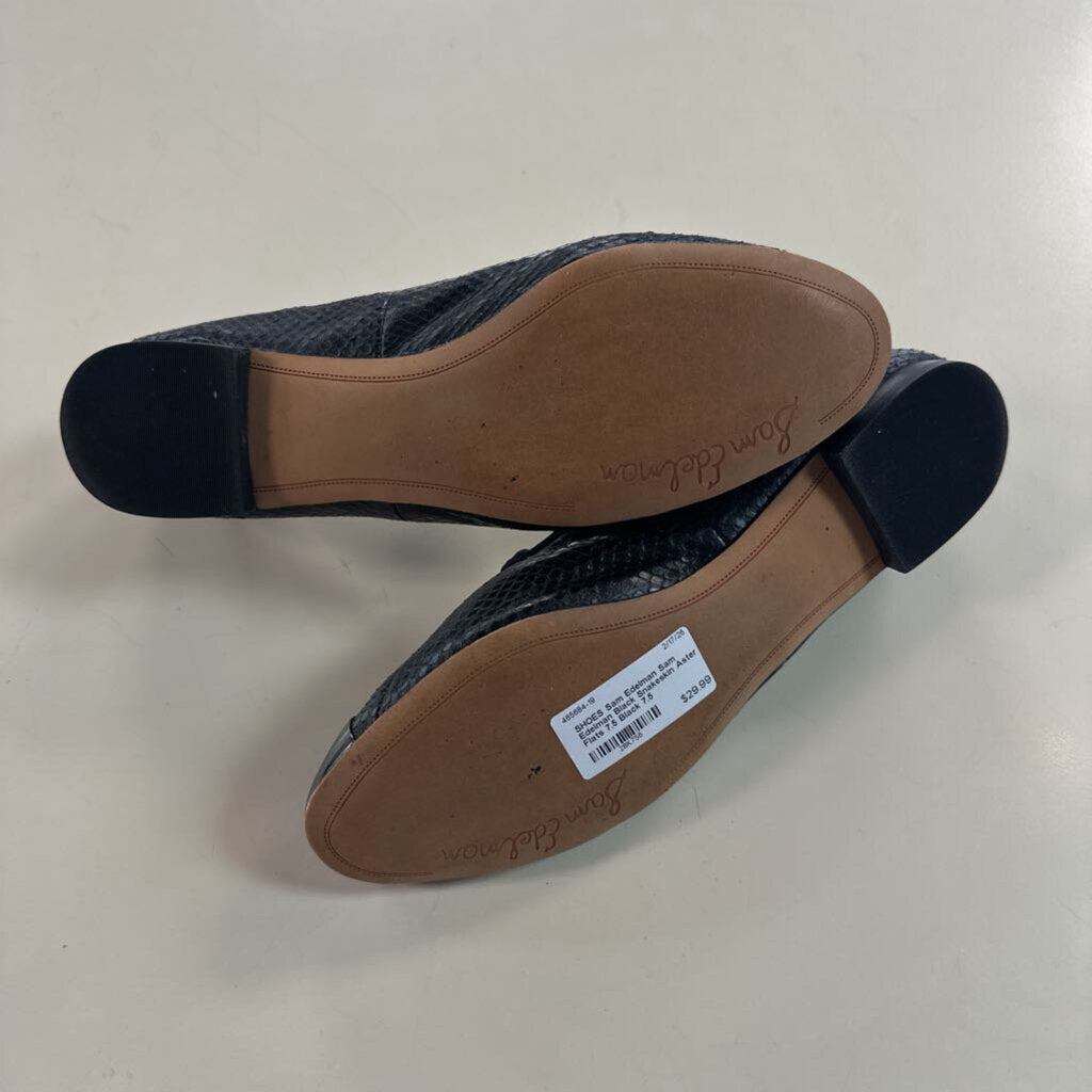 Sam Edelman Black Snakeskin Aster Flats 7.5