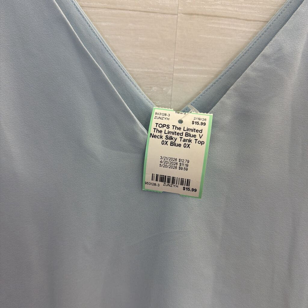The Limited Blue V Neck Silky Tank Top 0X