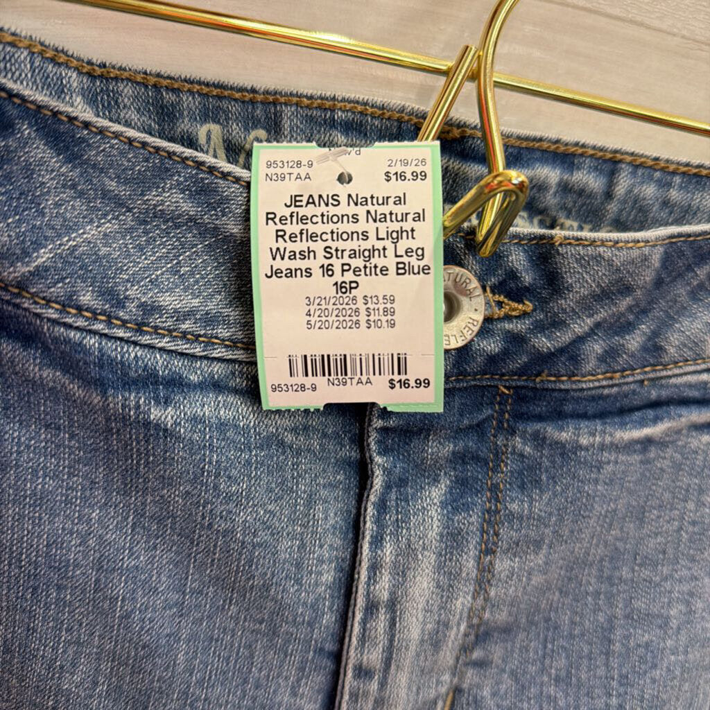 Natural Reflections Light Wash Straight Leg Jeans 16 Petite