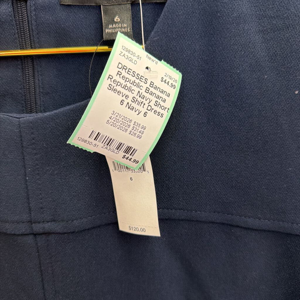 Banana Republic Navy Short Sleeve Shift Dress 6
