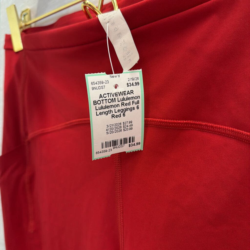 Lululemon Red Full Length Leggings 6
