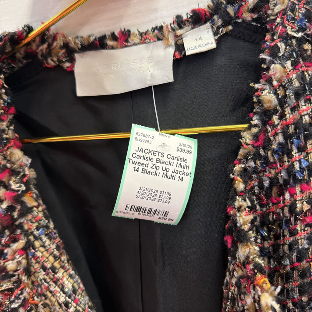 Carlisle Black/ Multi Tweed Zip Up Jacket 14