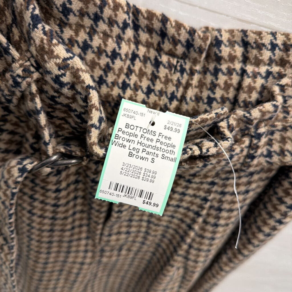 Free People Brown Houndstooth Wide Leg Pants Small