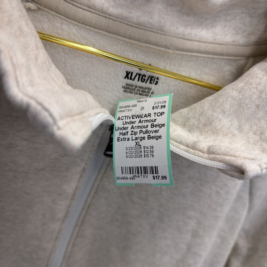 Under Armour Beige Half Zip Pullover Extra Large