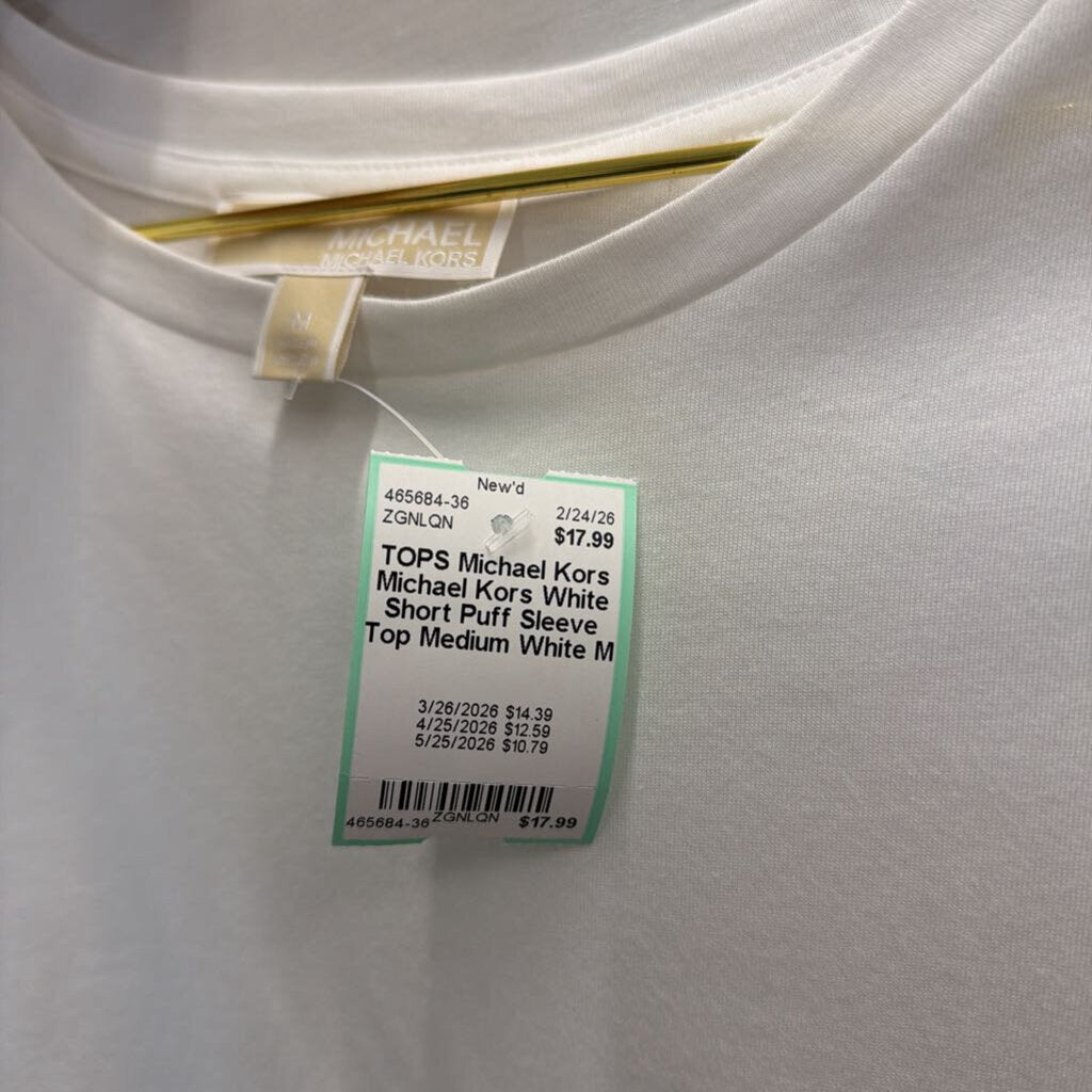 Michael Kors White Short Puff Sleeve Top Medium