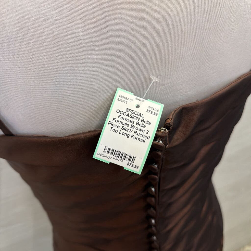 Bella Formals Brown 2 Piece Skirt/ Ruched Top Long Formal Dress 12