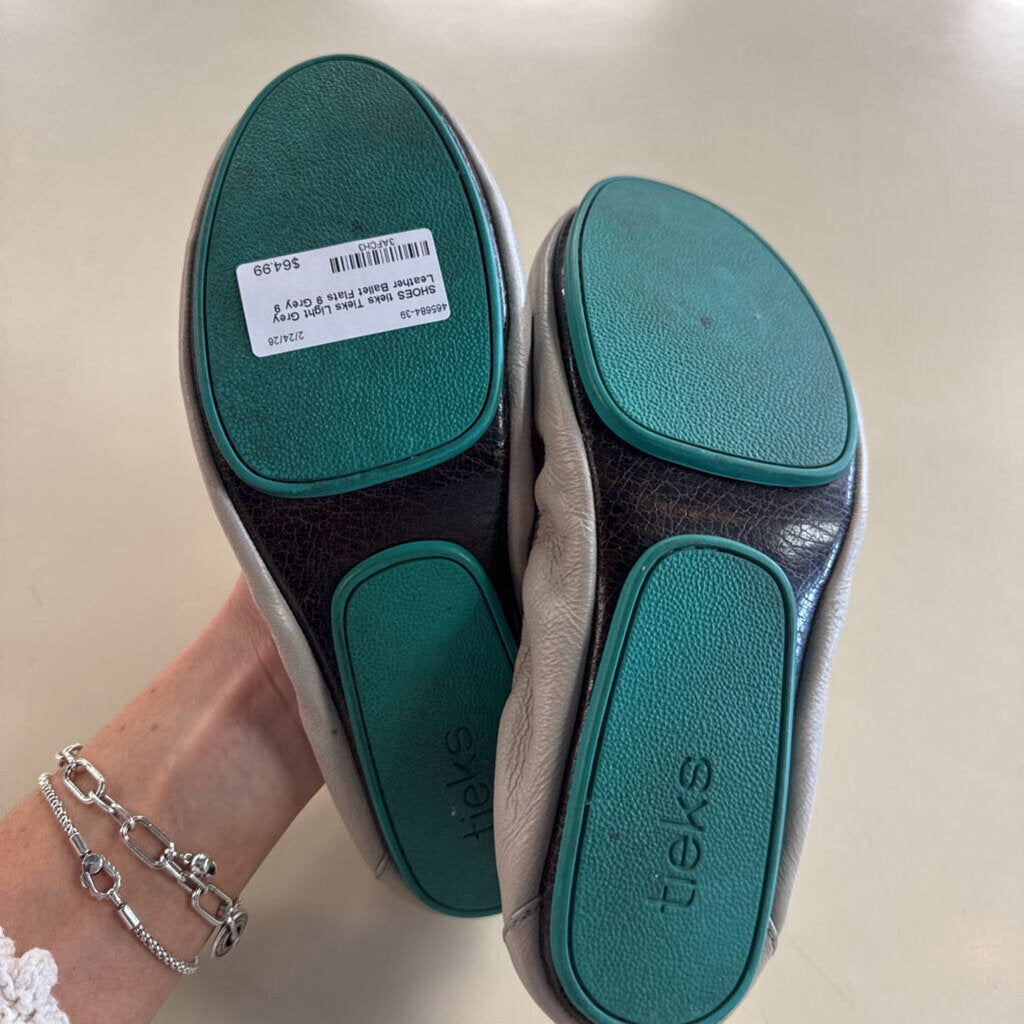 Tieks Light Grey Leather Ballet Flats 9