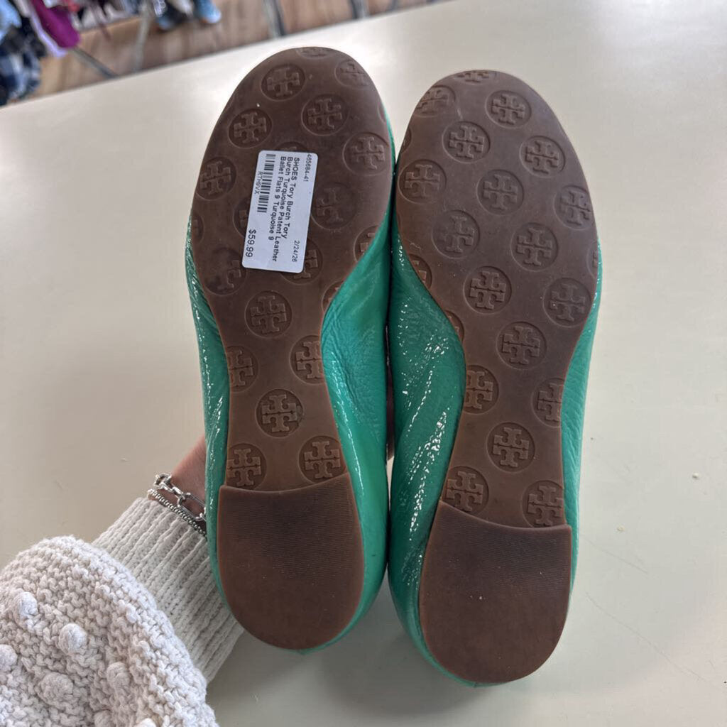 Tory Burch Turquoise Patent Leather Ballet Flats 9