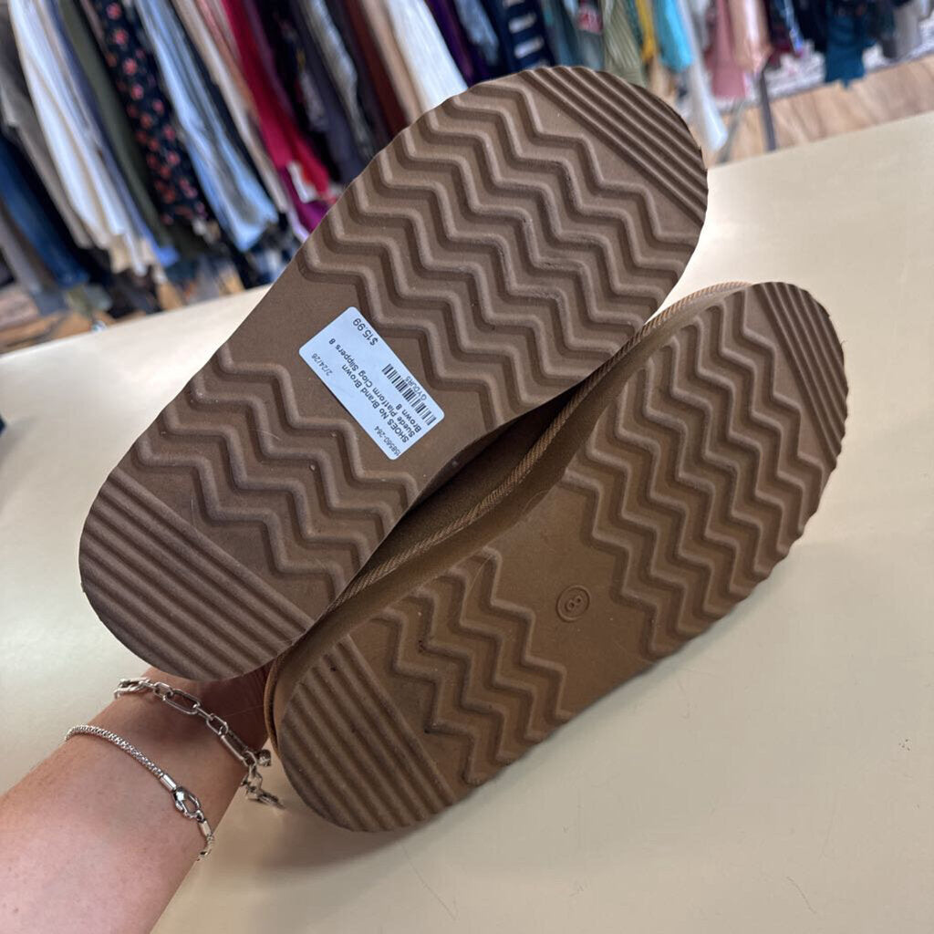 Brown Suede Platform Clog Slippers 8