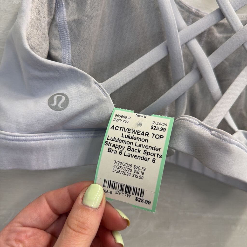 Lululemon Lavender Strappy Back Sports Bra 6