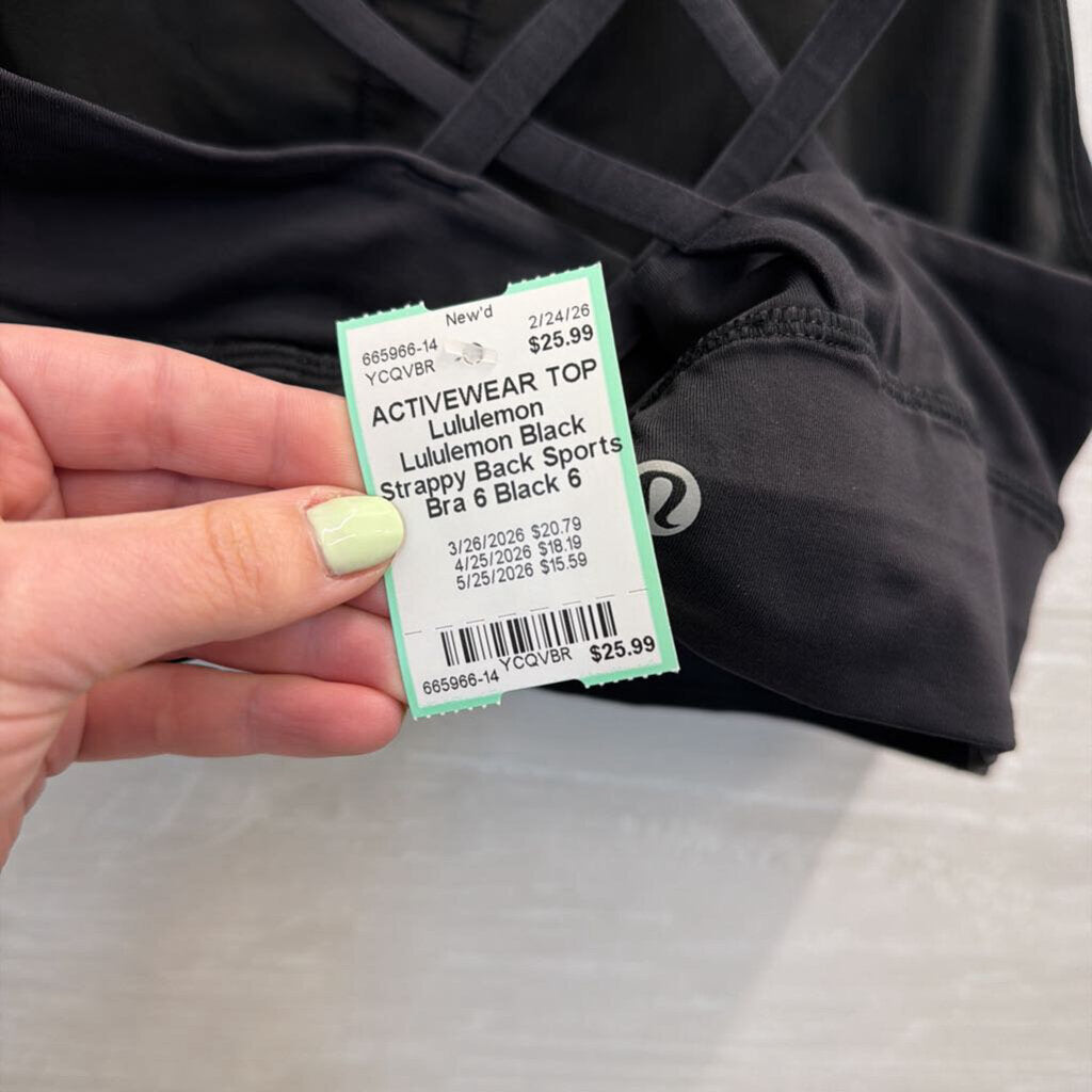 Lululemon Black Strappy Back Sports Bra 6