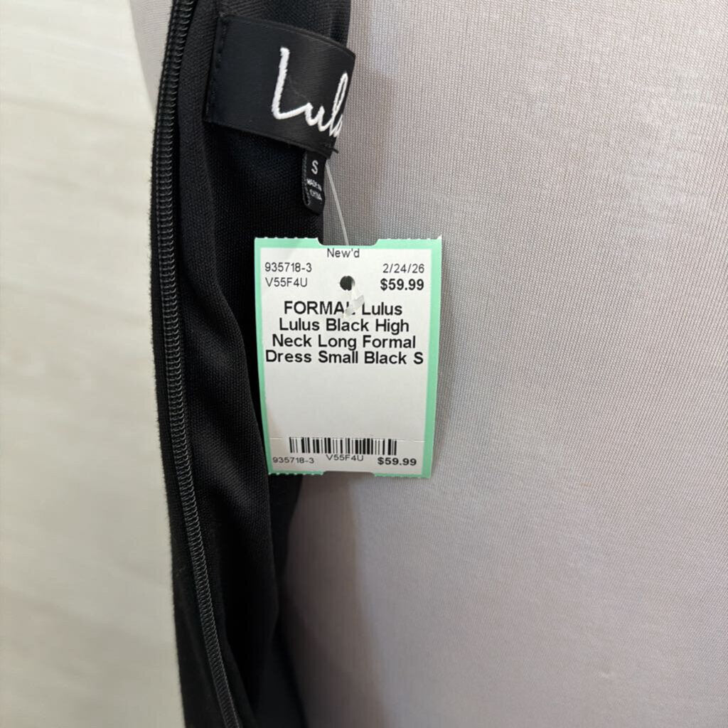 Lulus Black High Neck Long Formal Dress Small