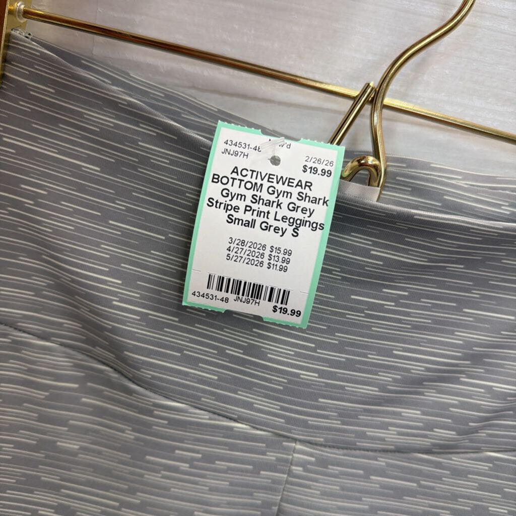 Gym Shark Grey Stripe Print Leggings Small