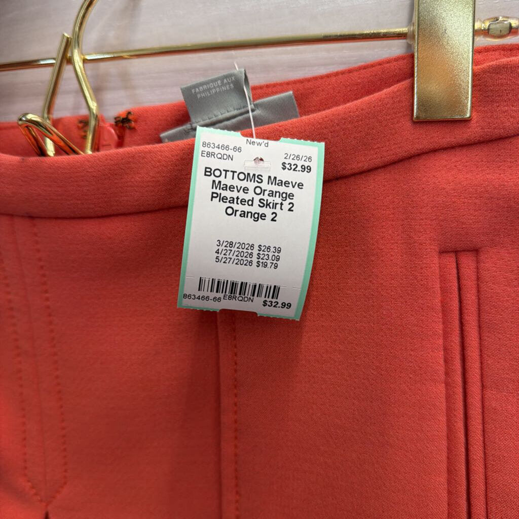 Maeve Orange Pleated Skirt 2