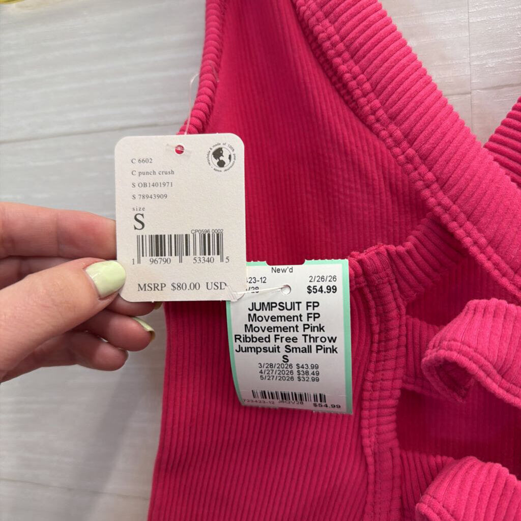 FP Movement Pink Ribbed Free Throw Jumpsuit Small