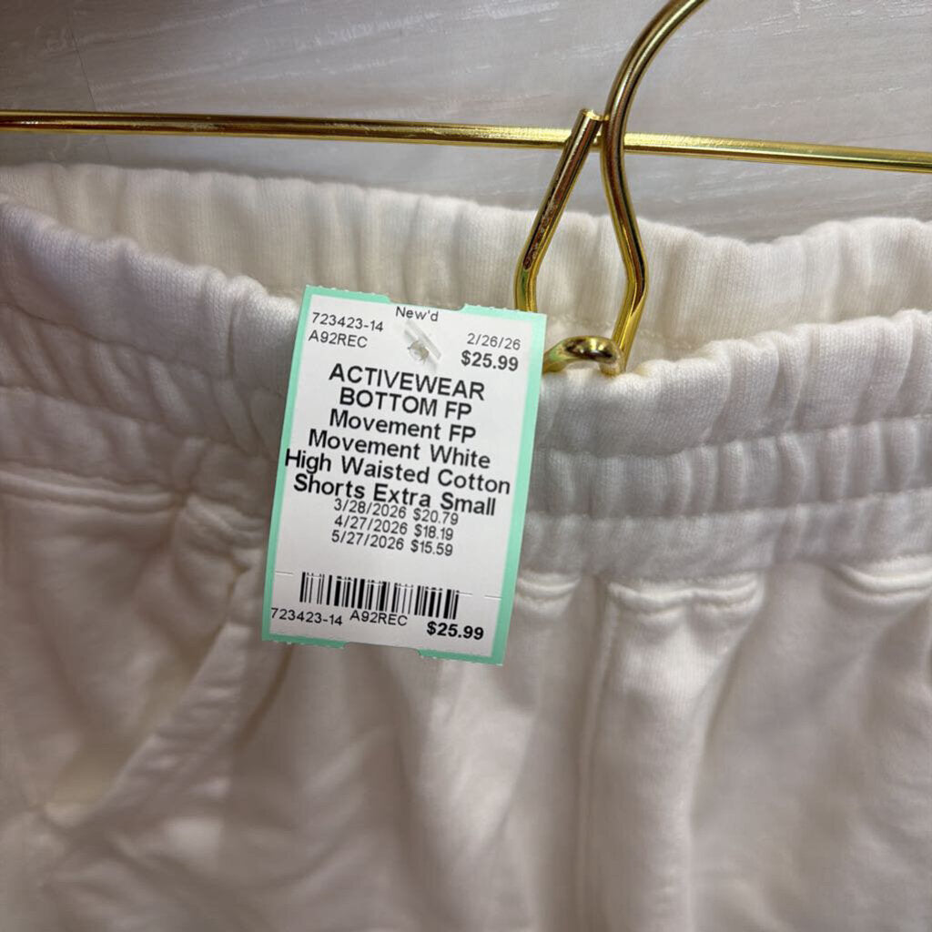 FP Movement White High Waisted Cotton Shorts Extra Small