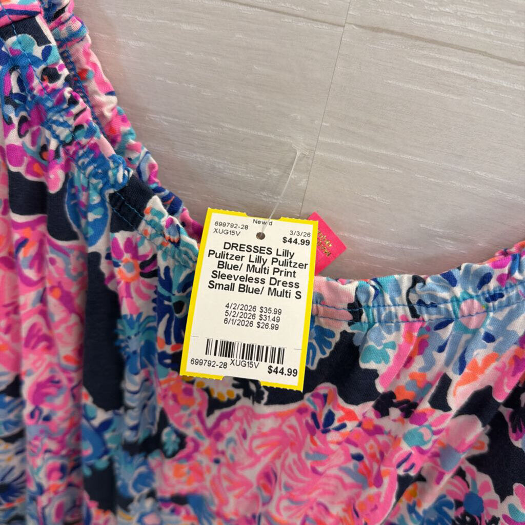 Lilly Pulitzer Blue/ Multi Print Sleeveless Dress Small