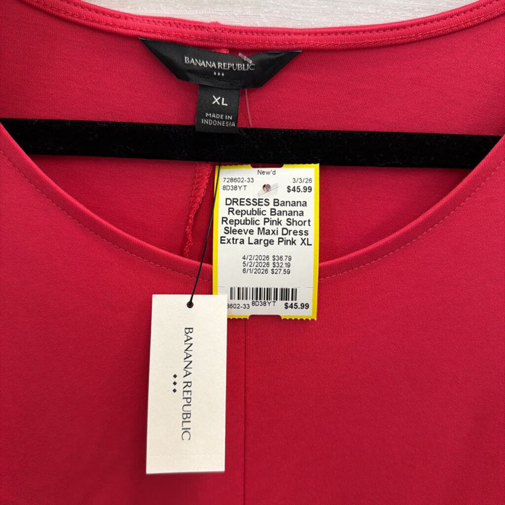 Banana Republic Pink Short Sleeve Maxi Dress Extra Large